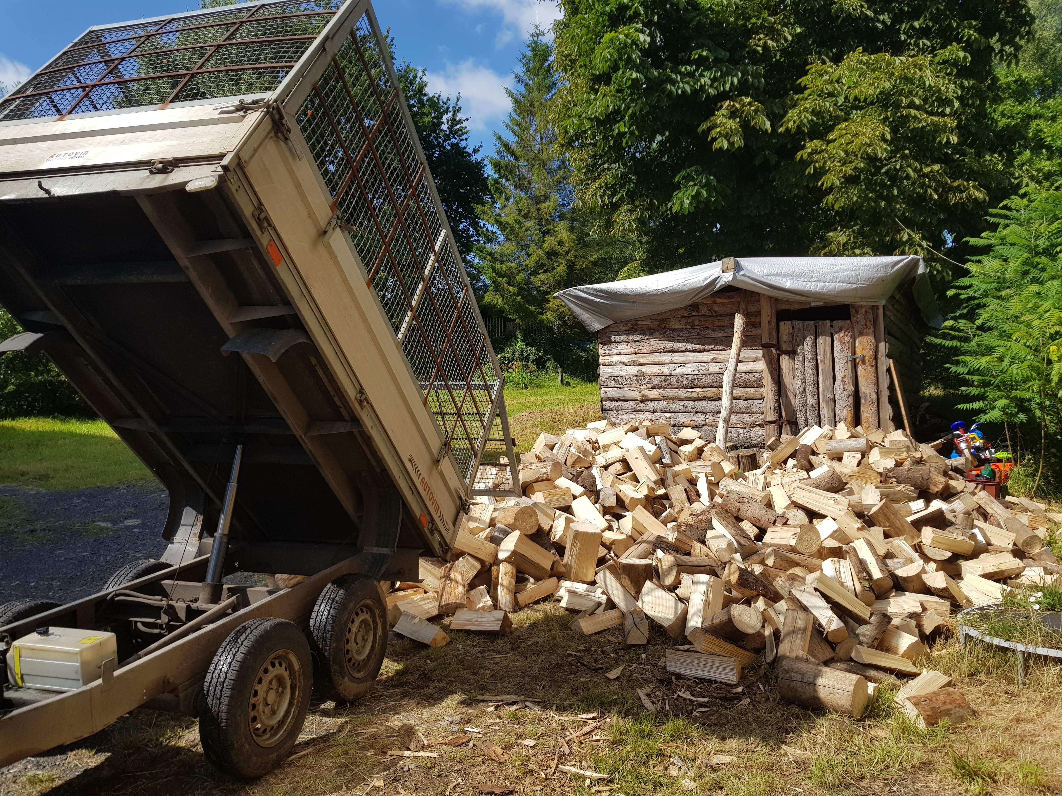 Dovoz palivového dřeva – vykládka